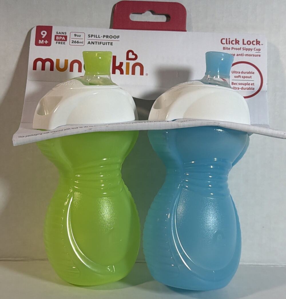 Munchkin® Click Lock™ Bite Proof Sippy Cup, 9 Ounce,2 Count (Pack of 1),